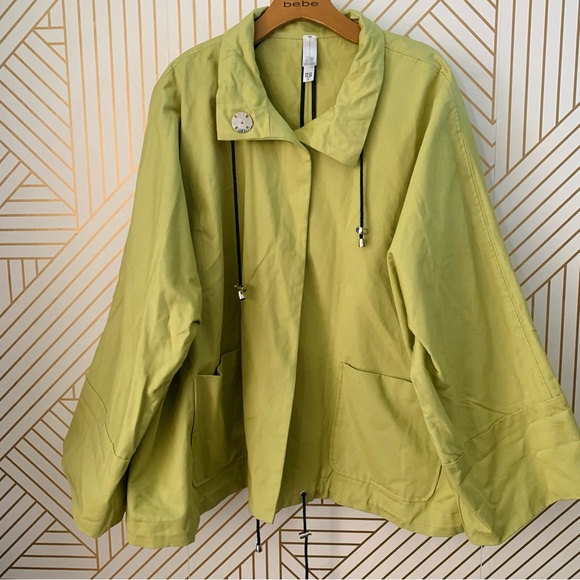 Marla Wynne Drama 100% Cotton Twill Canvas Lime Green Jacket peacoat Size 2X - Picture 8 of 9